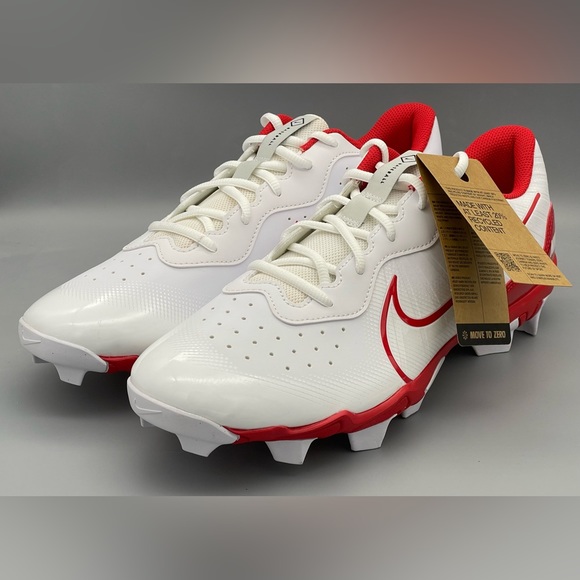 Nike Force Alpha Huarache 4 MCS Baseball Cleats WHITE/RED DJ6524-104 Mens 12 NEW - Picture 2 of 9